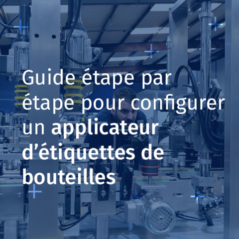 Visuel guide étape par étape pour un applicateur d'étiquettes de bouteilles